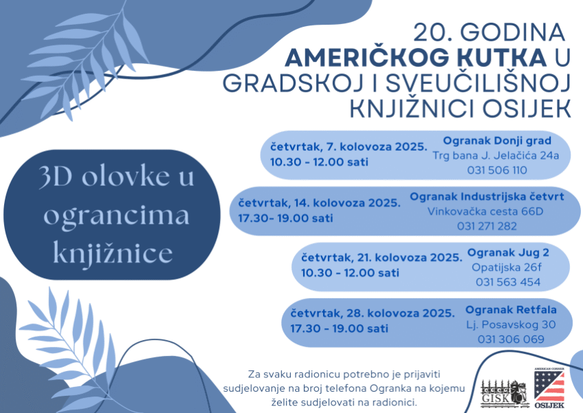 3D olovke u ograncima Knjižnice [kolovoz, 2025.]