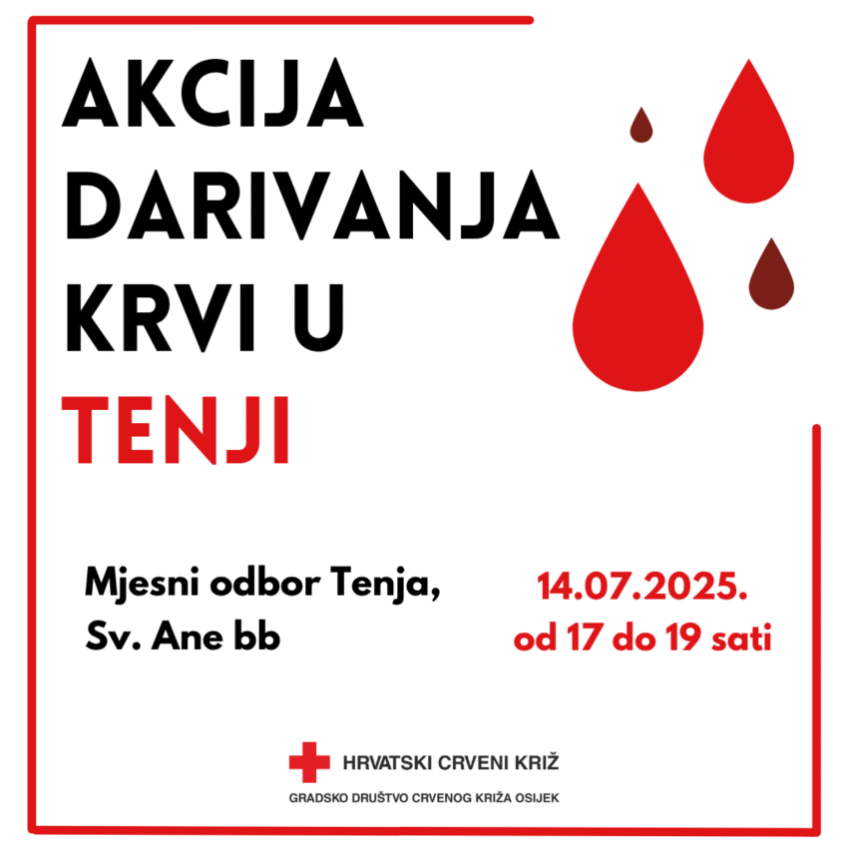 MO Tenja: Akcija dobrovoljnog davanja krvi [srpanj, 2025.]