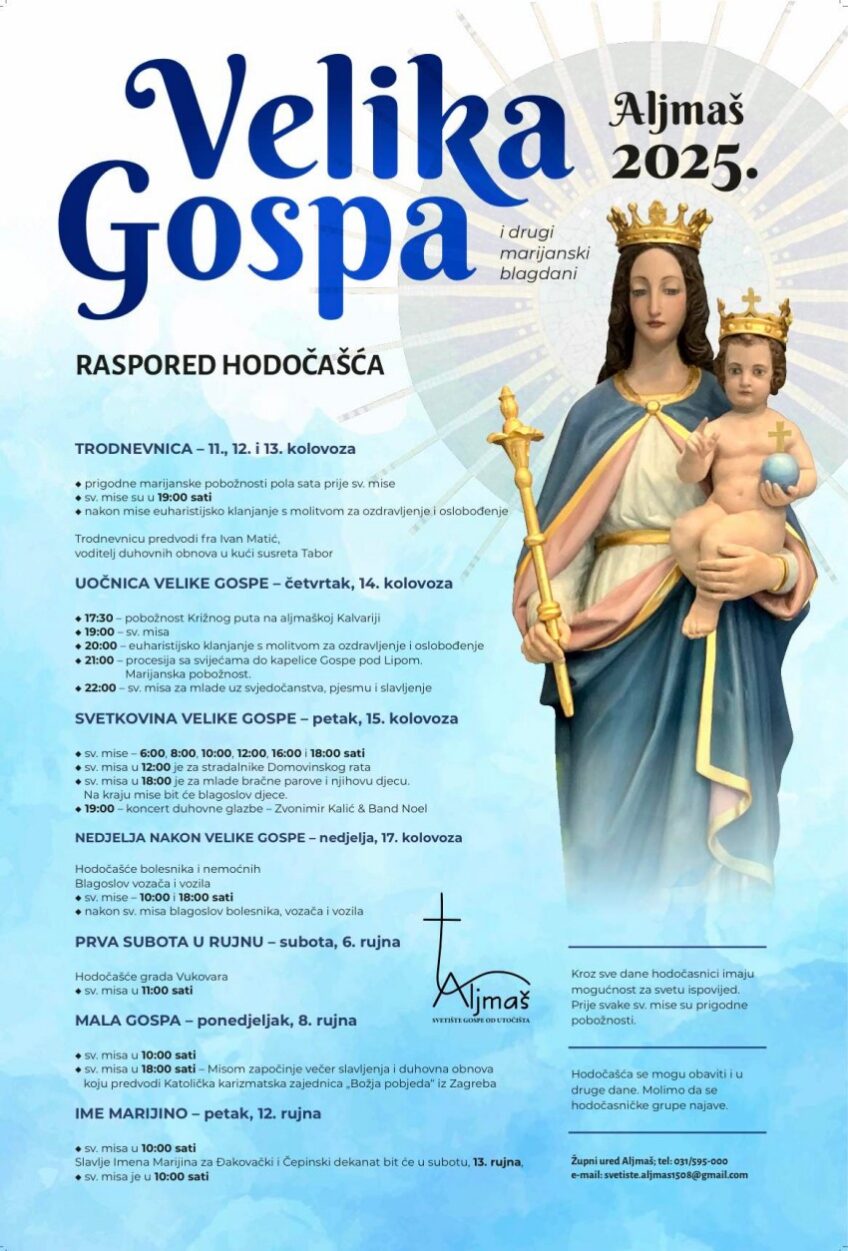 Aljmaš se sprema za Veliku Gospu: Dani molitve, procesije i duhovne glazbe