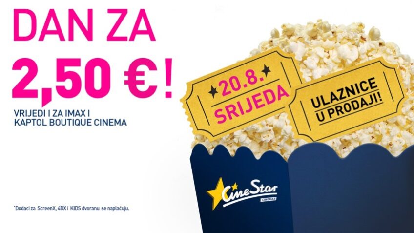 CineStarov “Dan za 2,50 €”: Jednodnevni ljetni kino maraton diljem Hrvatske