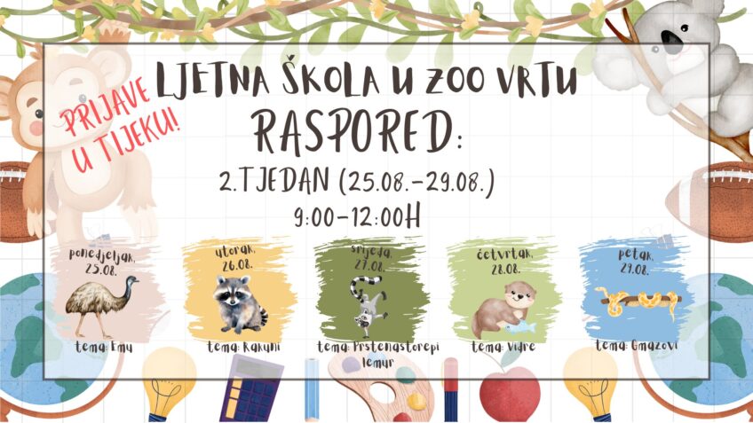 Ljetna škola u osječkom ZOO vrtu – zabava i učenje od 18. do 29. kolovoza