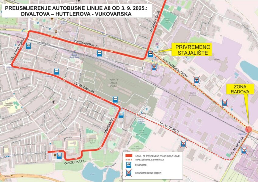 Privremene izmjene na linijama GPP-a zbog radova na raskrižju Vukovarska – Divaltova