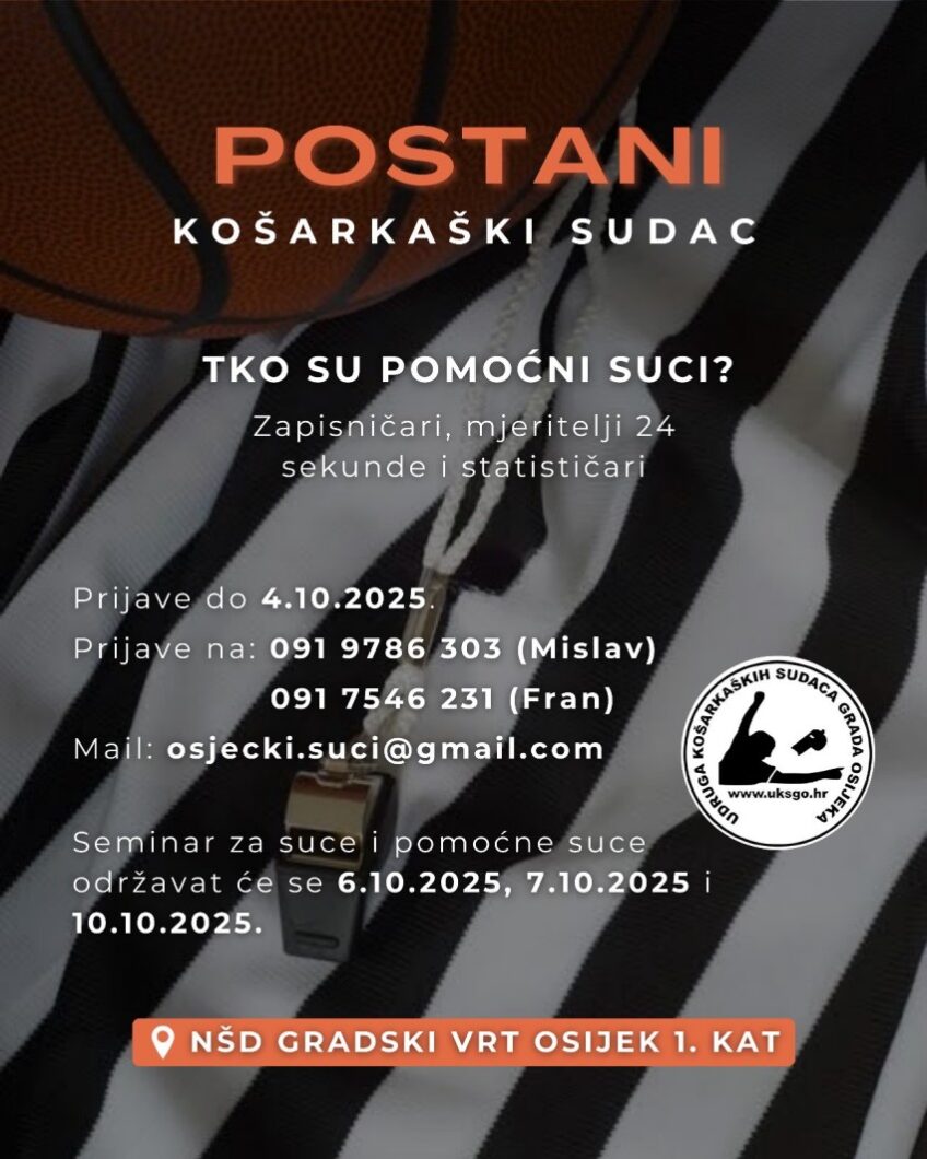 Postani košarkaški sudac ili pomoćni sudac [prijave]