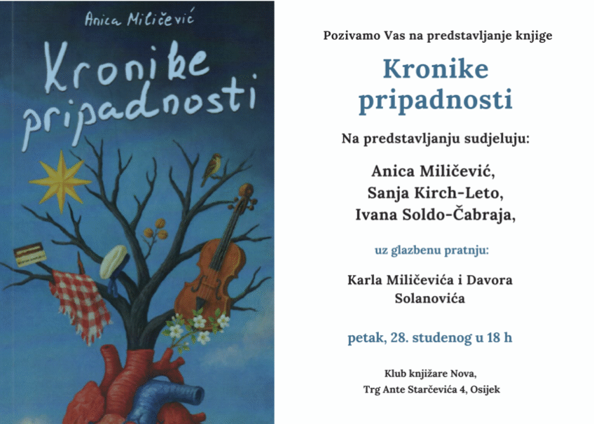 Klub knjižare Nova: Predstavljanje knjige “Kronike pripadnosti“