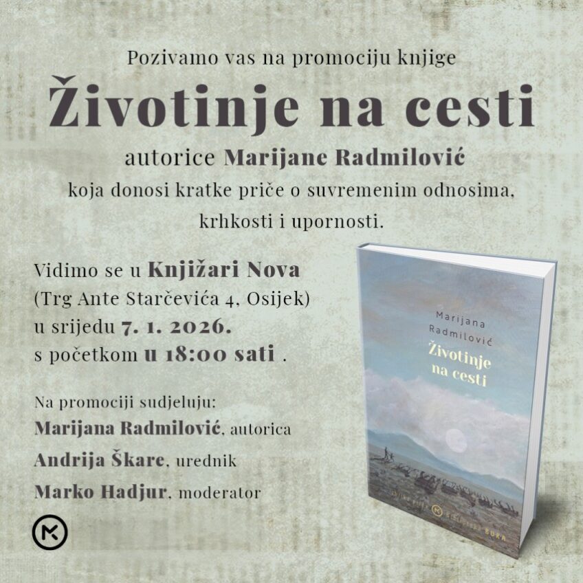 Klub knjižare Nova: Predstavljanje knjige “Životinje na cesti” autorice Marijane Radmilović