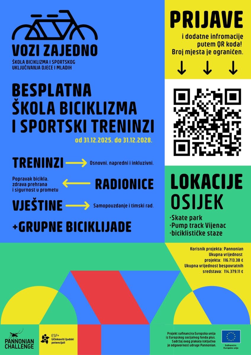 Udruga Pannonian pokreće projekt “Vozi zajedno” za djecu i mlade u Osijeku