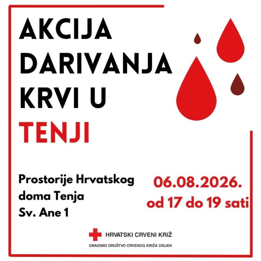 MO Tenja: Akcija dobrovoljnog davanja krvi [kolovoz, 2026.]