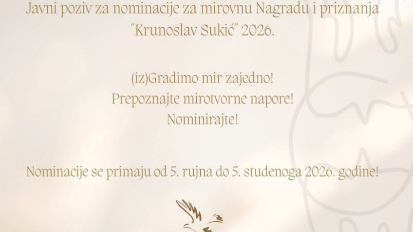 Otvorene nominacije za Nagradu „Krunoslav Sukić“ 2026.: Evo tko se može nominirati